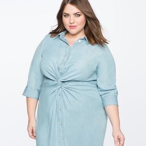 Eloquii Chambray Dress with Knot detail